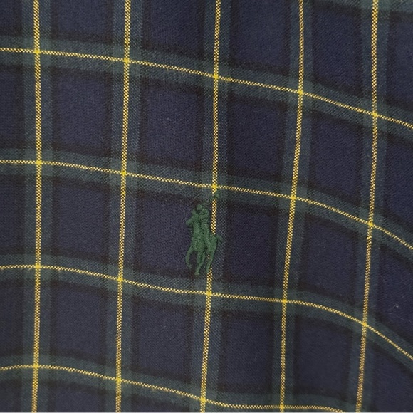 RALPH LAUREN Men’s Classic Fit Heavy Cotton Navy Plaid Button Down Shirt Size XL - Picture 6 of 16